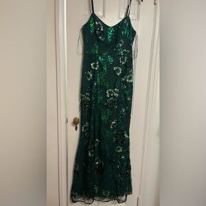 Formal Floral Green Sequin Gown